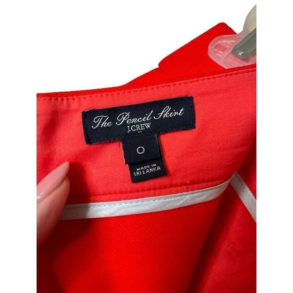 J. Crew Skirt Womens Size 0 Coral Red The Pencil Cotton Career Work Separates - Picture 5 of 5